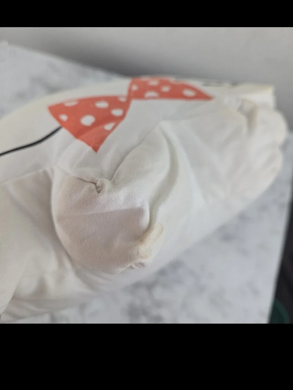 Cute Cat Face Decorative Pillow — White with Coral Bow